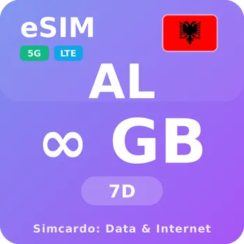 SIM karta Albánie Neomezený Mobilní Internet - eSIM 7 dní datová SIM karta