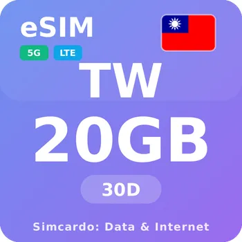 SIM karta Tchaj-wan Mobilní Internet - eSIM 20GB 30 dní datová SIM karta