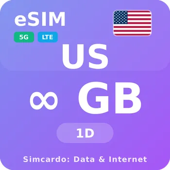 SIM karta Spojené státy Neomezený Mobilní Internet - eSIM 1 dní datová SIM karta (esims_ULP_1D_UG_V2)