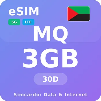 SIM karta Martinik Mobilní Internet - eSIM 3GB 30 dní datová SIM karta