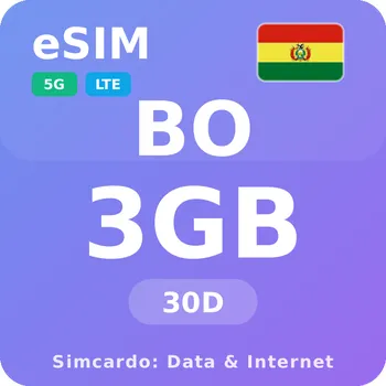 SIM karta Bolívie Mobilní Internet - eSIM 3GB 30 dní datová SIM karta