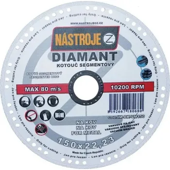 Řezný kotouč Kotouč diamantový chladící segmenty 180x2,0x22 mm na kov