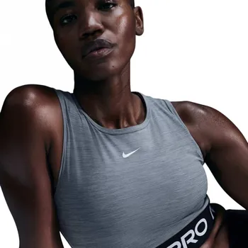 Pánské tričko Dámské tréninkové triko bez rukávů NIKE-PRO DF CROP TANK SMOKE GREY/HTR/WHITE Šedá XS