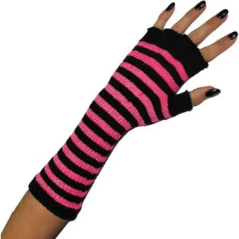 Karnevalový doplněk Pruhované návleky na ruce rukavice růžová