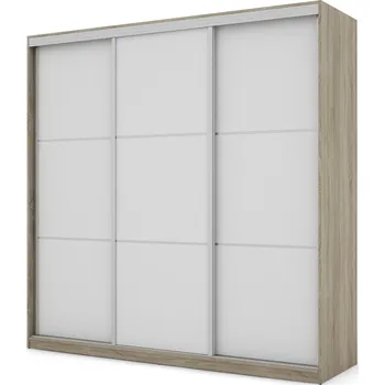 Šatní skříň Skříň eMeblast třídveřová dub sonoma 220x64 cm se 4 zásuvkami