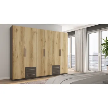 Šatní skříň Skříň eMeblast Šatní skříně s otevíracími dveřmi 280 x 220 x 57 cm dub artisan skříň se zrcadlem