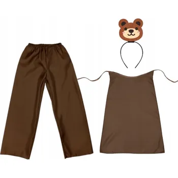 Karnevalový kostým KOSTÝM MEDVÍDEK SET MEDVÍDEK KOSTÝM DEN MEDVÍDKA KALHOTY PLÁŠTĚNKA ČELENKA 134-140