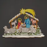 AMADEA Dřevěný svícen na čajové svíčky betlém, 14 cm, český výrobek