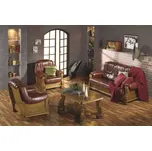 PYKA Kožená sedací souprava 3+2+1 Roma rozkládací Dřevo: Pyka 11, Hlavní látka: kůže S16