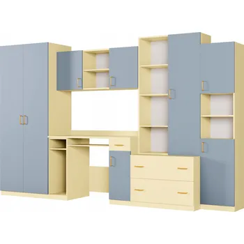 Obývací stěna Nábytková Stěna Nel sada nábytku do obývacího pokoje Vanilka Modrá Křídová