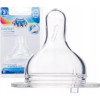 Savička Dudlík na láhev Canpol, antikoliková, široká, silikonová, rychlý průtok, 12+