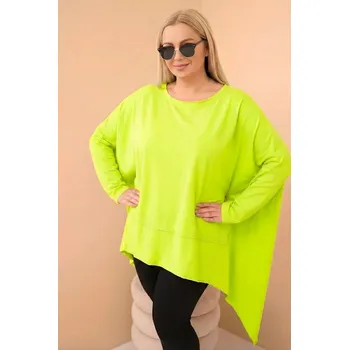 Dámská tunika Dámská tunika Plus Size z bavlny s asymetrickým spodním lemem jasno pistaciová UNI