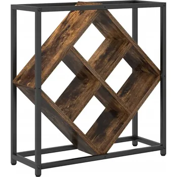 Stojan na víno Stojan na víno Kouřový dub Kovový rám a dřevěné police Střední