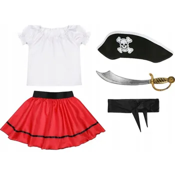Karnevalový kostým KOSTÝM PIRÁTKA HALENKA SUKNĚ PÁS 116-128 5 dílů