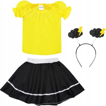 Karnevalový kostým KOSTÝM BOUŘKA SADA KOSTÝM NA JARNÍ PLES ČERNO-ŽLUTÁ 98-110 3 DÍLŮ