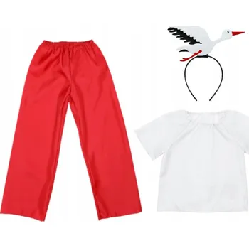 Karnevalový kostým KOSTÝM ČÁPOVÝ KOSTÝM BOCIEK SET PTÁČEK BAL JARO ČELENKA 134-140 4el