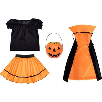 Karnevalový kostým KOSTÝM DÝNĚ + TAŠKA NA BONBÓNY DÝNĚ KOSTÝM HALLOWEEN DÝŇOVÝ 134-140 4 díly