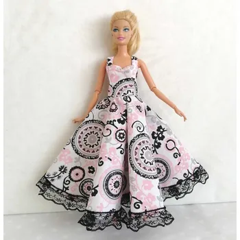 Doplněk pro panenku Oblečky pro panenku Barbie - šaty dlouhé s krajkou mix Motiv: 1