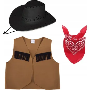 Karnevalový kostým KOSTÝM ŠERIF KOVBOJ VESTA KLOBOUK 134-140