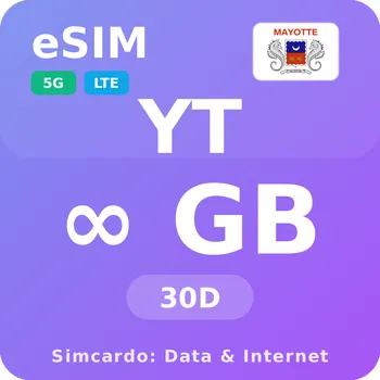 SIM karta Mayotte Neomezený Mobilní Internet - eSIM 30 dní datová SIM karta