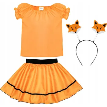 Karnevalový kostým KOSTÝM LIŠKA PŘEVLEK ZA LIŠKU KOSTÝM LIŠKA ČELENKA LIŠKA ORANŽOVÁ 98-110 3ks
