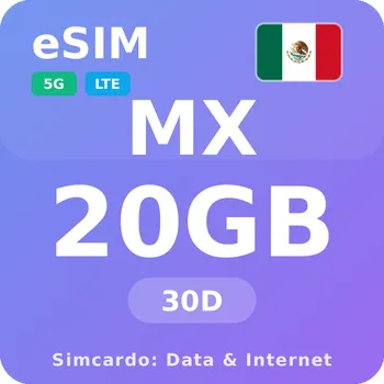 SIM karta Mexiko Mobilní Internet - eSIM 20GB 30 dní datová SIM karta
