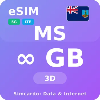 SIM karta Montserrat Neomezený Mobilní Internet - eSIM 3 dní datová SIM karta (esims_ULE_3D_MR_V2)