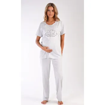 Dámské pyžamo Vienetta Secret dámské mateřské pyžamo slůně/světle šedé