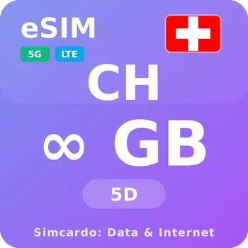SIM karta Švýcarsko Neomezený Mobilní Internet - eSIM 5 dní datová SIM karta