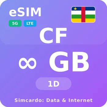 SIM karta Středoafrická republika Neomezený Mobilní Internet - eSIM 1 dní datová SIM karta (esims_ULE_1D_CD_V2)