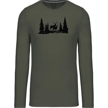 pracovní tričko Myslivecké Tričko Jelen a Laň dlouhý rukáv Velikost: S