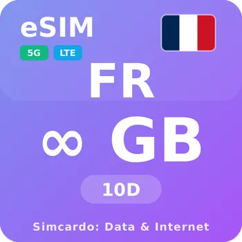 SIM karta Francie Neomezený Mobilní Internet - eSIM 10 dní datová SIM karta