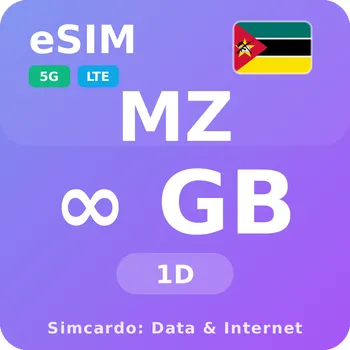 SIM karta Mosambik Neomezený Mobilní Internet - eSIM 1 dní datová SIM karta (esims_ULP_1D_MY_V2)