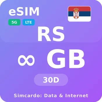 SIM karta Srbsko Neomezený Mobilní Internet - eSIM 30 dní datová SIM karta (esims_ULE_30D_ROC_V2)