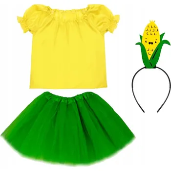 Karnevalový kostým KOSTÝM KUKUŘICE PŘEVLEK ZELENINA 98-110 4 díly