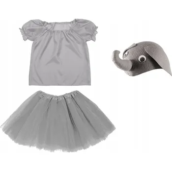 Karnevalový kostým KOSTÝM SLON SUKNĚ HALENKA ČEPICE 134-140