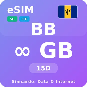 SIM karta Barbados Neomezený Mobilní Internet - eSIM 15 dní datová SIM karta (esims_ULE_15D_BA_V2)