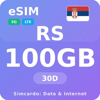 SIM karta Srbsko Mobilní Internet - eSIM 100GB 30 dní datová SIM karta
