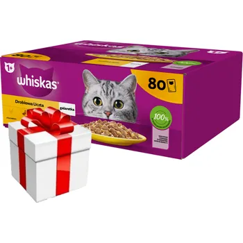 Krmivo pro kočku WHISKAS Adult sáček 80 x 85 g Drůbeží hostina + Překvapení pro kočku