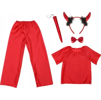 Karnevalový kostým SET ĎÁBEL KOSTÝM ĎÁBEL KOSTÝM DÉMON JASLÍČEK KOSTÝM HALLOWEEN 134-140