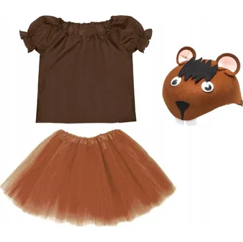 Karnevalový kostým KOSTÝM BOBR ČEPICE SUKNĚ HALENKA 134-140 3 díly