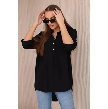 Dámská halenka Halenka s prodlouženým zadním dílem černý UNI