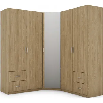 Šatní skříň Skříň eMeblast Rohová šatní skříň 189 x 214 x 55 cm dub skříň se zrcadlem