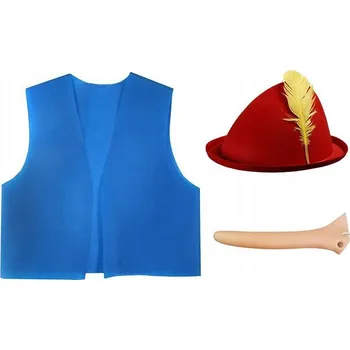 Karnevalový kostým KOSTÝM PINOKIO KLOBOUK NOS VESTA 98-110