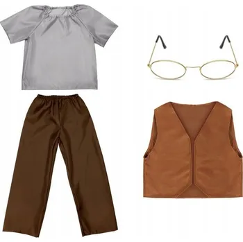 Karnevalový kostým KOSTÝM DĚDEČEK SET STARÝ MUŽ KOSTÝM DEN DĚDEČKA BRÝLE HALENKA 134-140