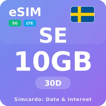 SIM karta Švédsko Mobilní Internet - eSIM 10GB 30 dní datová SIM karta