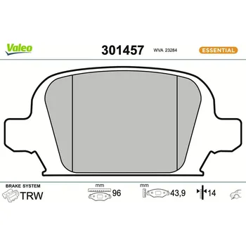 Brzdová destička Sada brzdových destiček, kotoučová brzda VALEO 301457