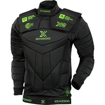 Florbal Oxdog X2 GOALIE PROTECTION SHIRT Black/Green Brankářská vesta XS, černá / zelená