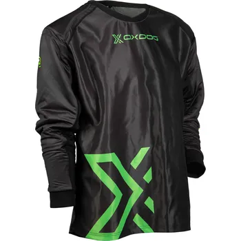 Florbal Oxdog X2 GOALIE SHIRT SR Black/Green padded Brankářský dres XXXL, černá / zelená
