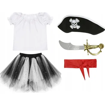 Karnevalový kostým KOSTÝM PIRÁTKA HALENKA SUKNĚ PAS 134-140 5el